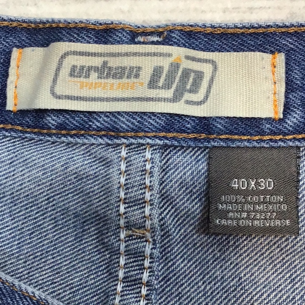 🚀 Urban Pipeline Relaxed Fit Cotton Zip Front 5 Pocket Denim 40 X 30 Blue Jeans - Picture 2 of 10